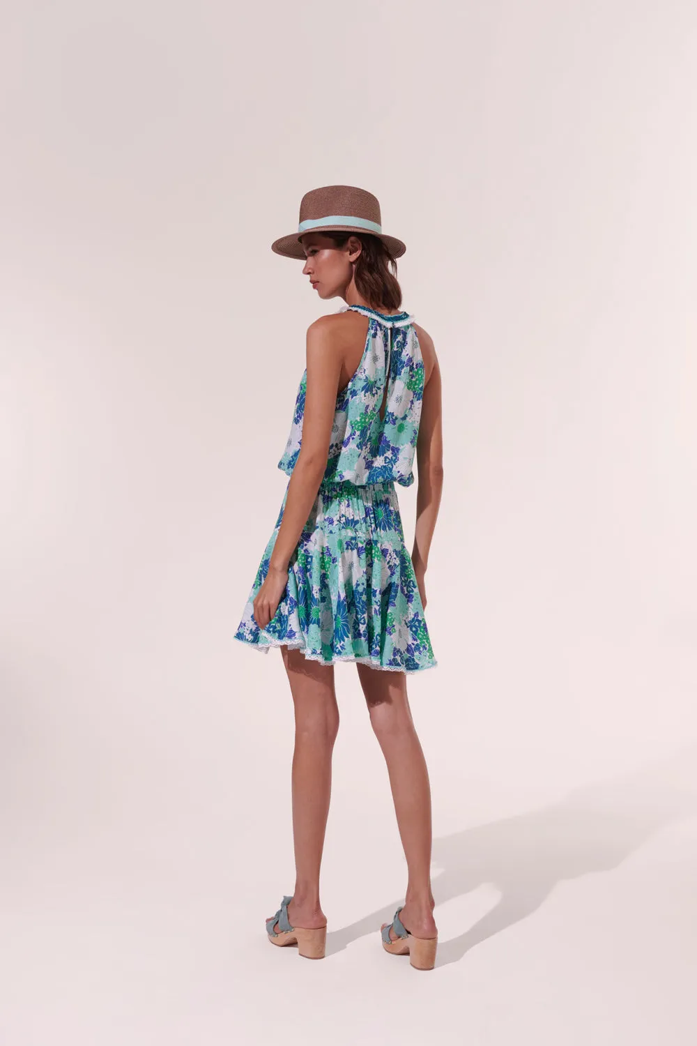 Poupette St. Barth - Mini Dress Agathe - Aqua Flower Mix