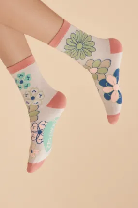 Powder - Ankle Socks - 70s Kaleidoscope Floral Coconut