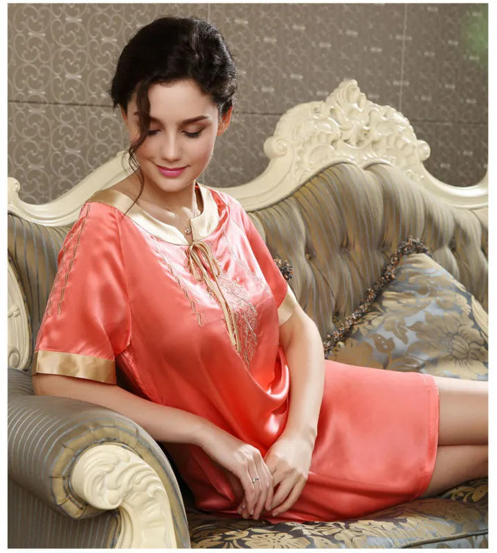 pure silk nightgowns women Sexy sleepwear Home dresses SILK nightdress