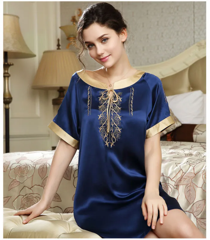 pure silk nightgowns women Sexy sleepwear Home dresses SILK nightdress