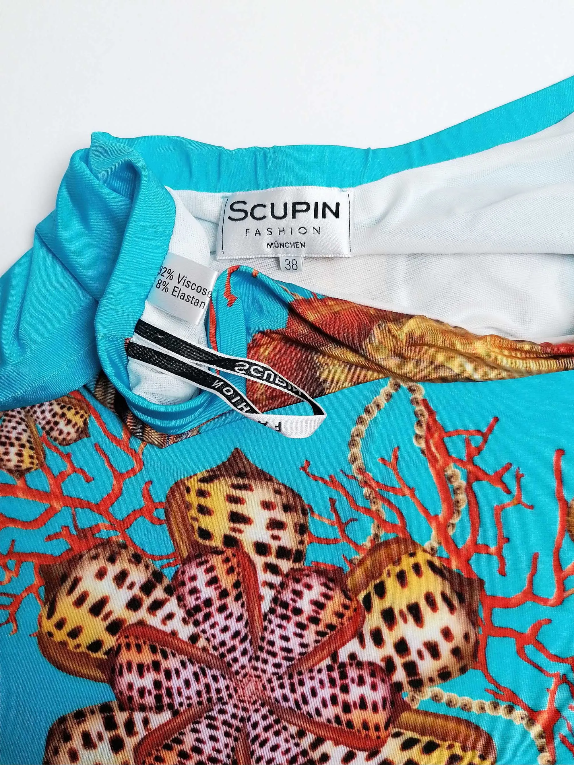 SCUPIN Fashion Munchen Stretch Pencil Skirt Seashells Print - size S-M