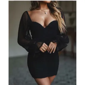 Sexy Chiffon Square Collar Dress