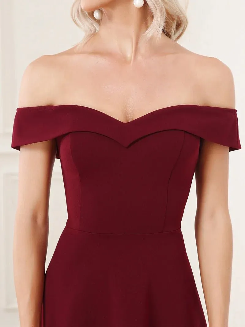 Sexy Off Shoulders A Line Asymmetric Hem Evening Dresses