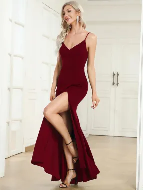 Sexy Sleeveless Fishtail Deep V Neck Evening Dresses