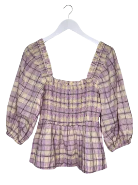 Size 12 - Ganni Seersucker Check Smock Top