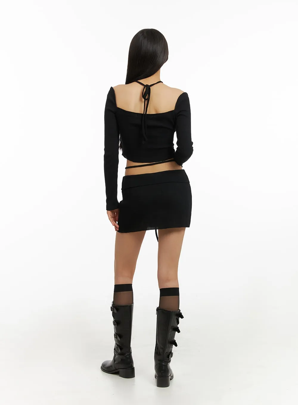 Strap Waist Sheer Mini Skirt IA417