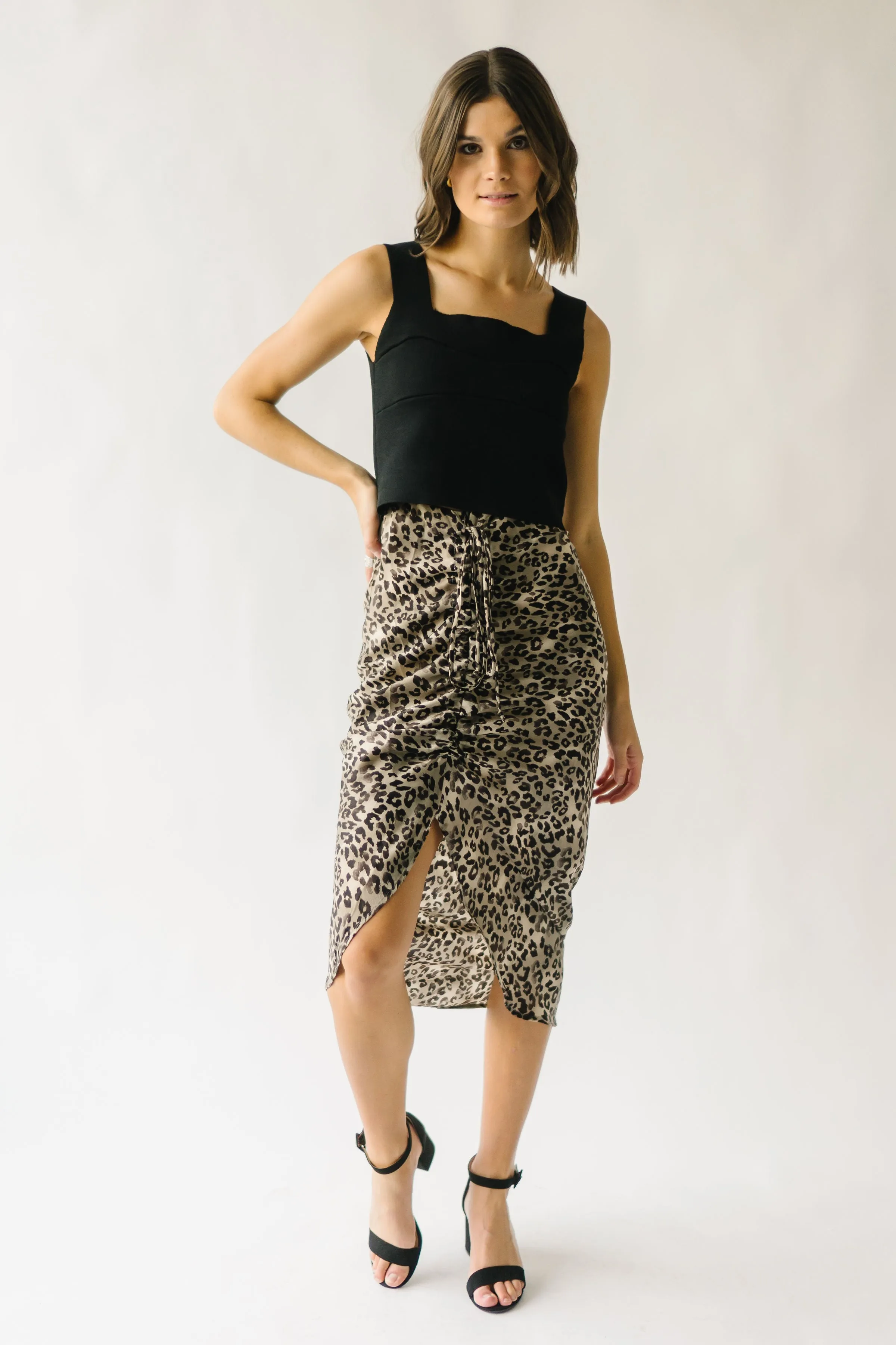 The Camden Ruched Skirt in Leopard