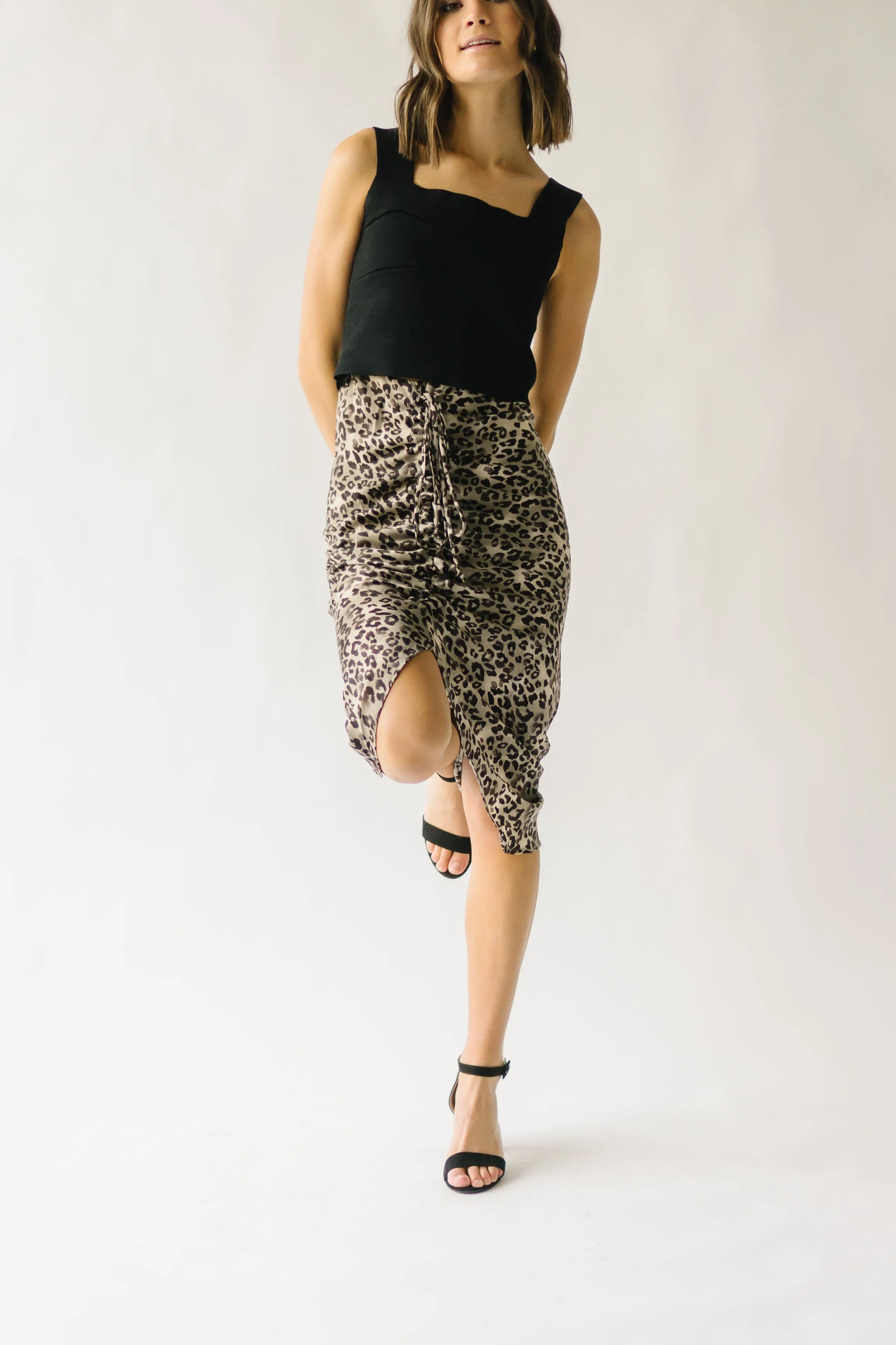 The Camden Ruched Skirt in Leopard