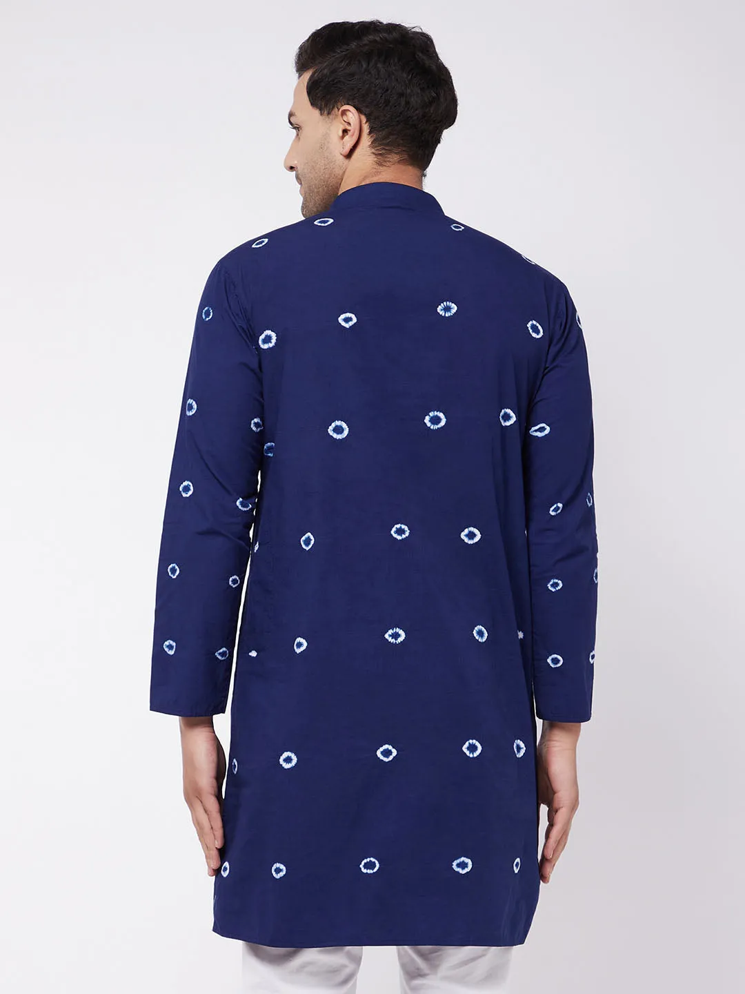 Vastramay Blue Bandhni Print Kurta Baap Beta Set