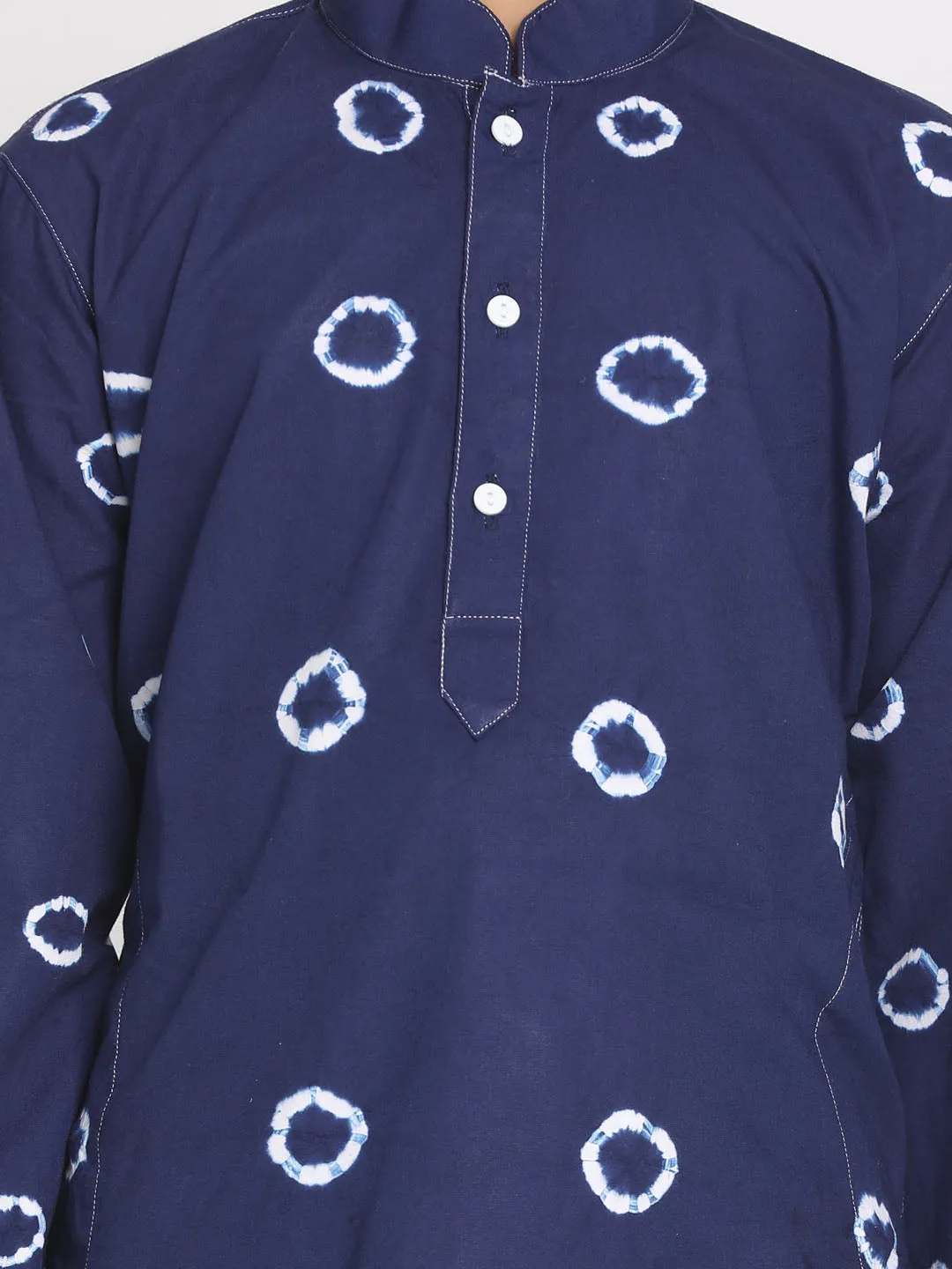 Vastramay Blue Bandhni Print Kurta Baap Beta Set