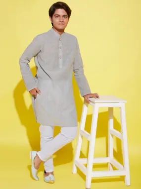 VASTRAMAY Boy's Grey Cotton Kurta and Pyjama Set