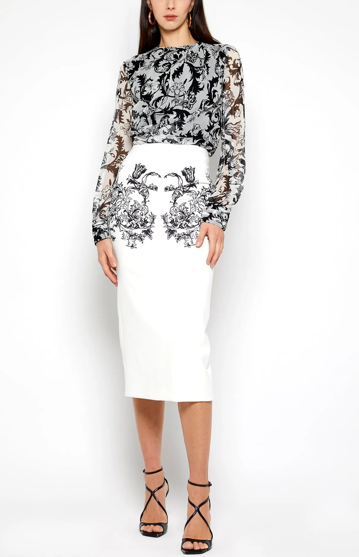 WOODBLOCK PENCIL SKIRT