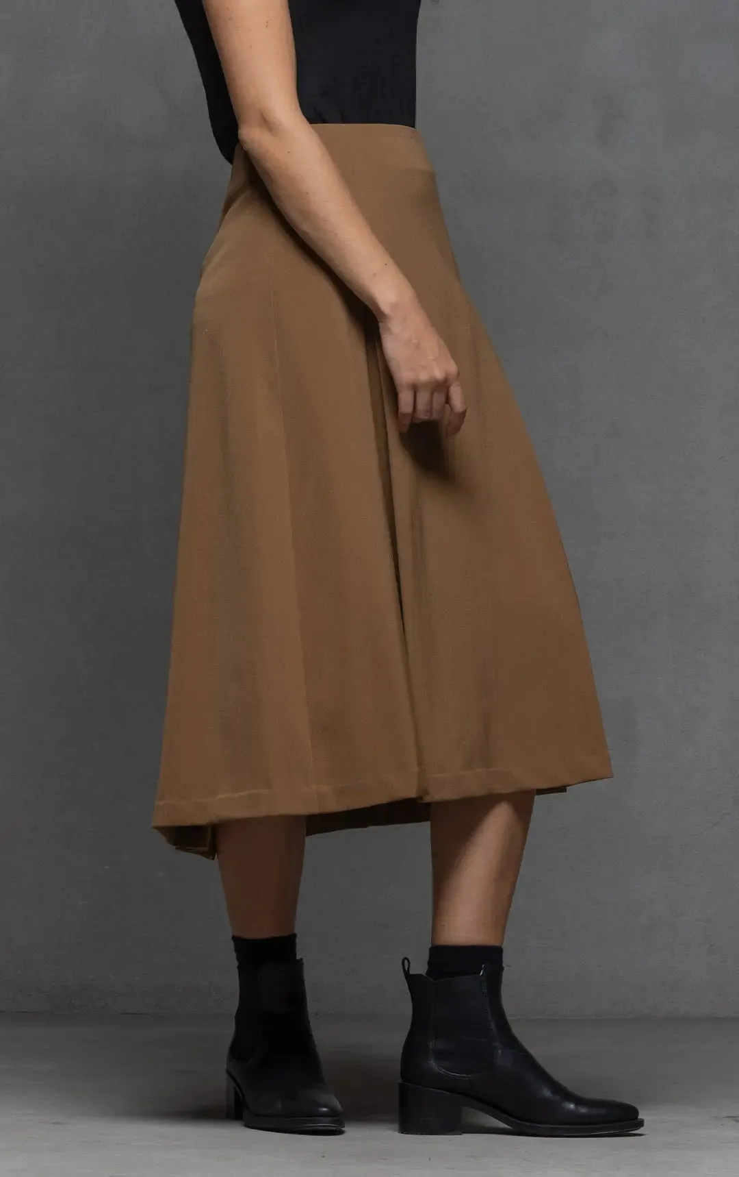 WOOL BLEND BOX PLEAT SKIRT