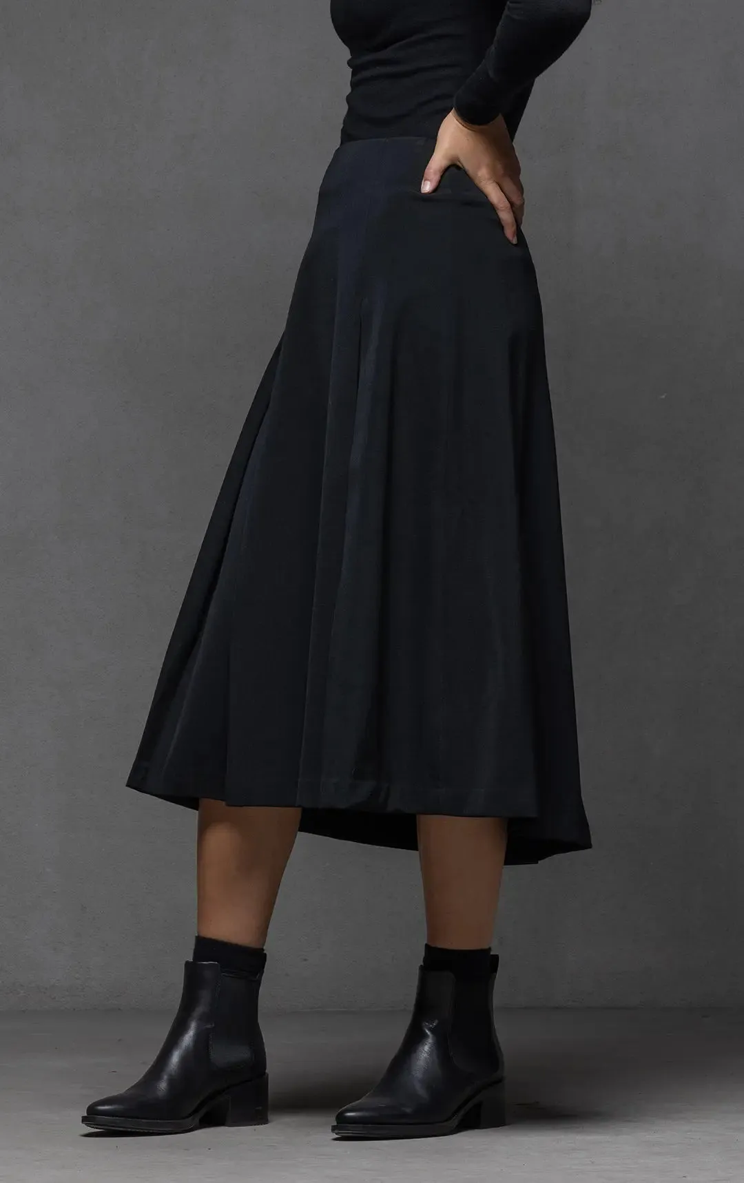 WOOL BLEND BOX PLEAT SKIRT