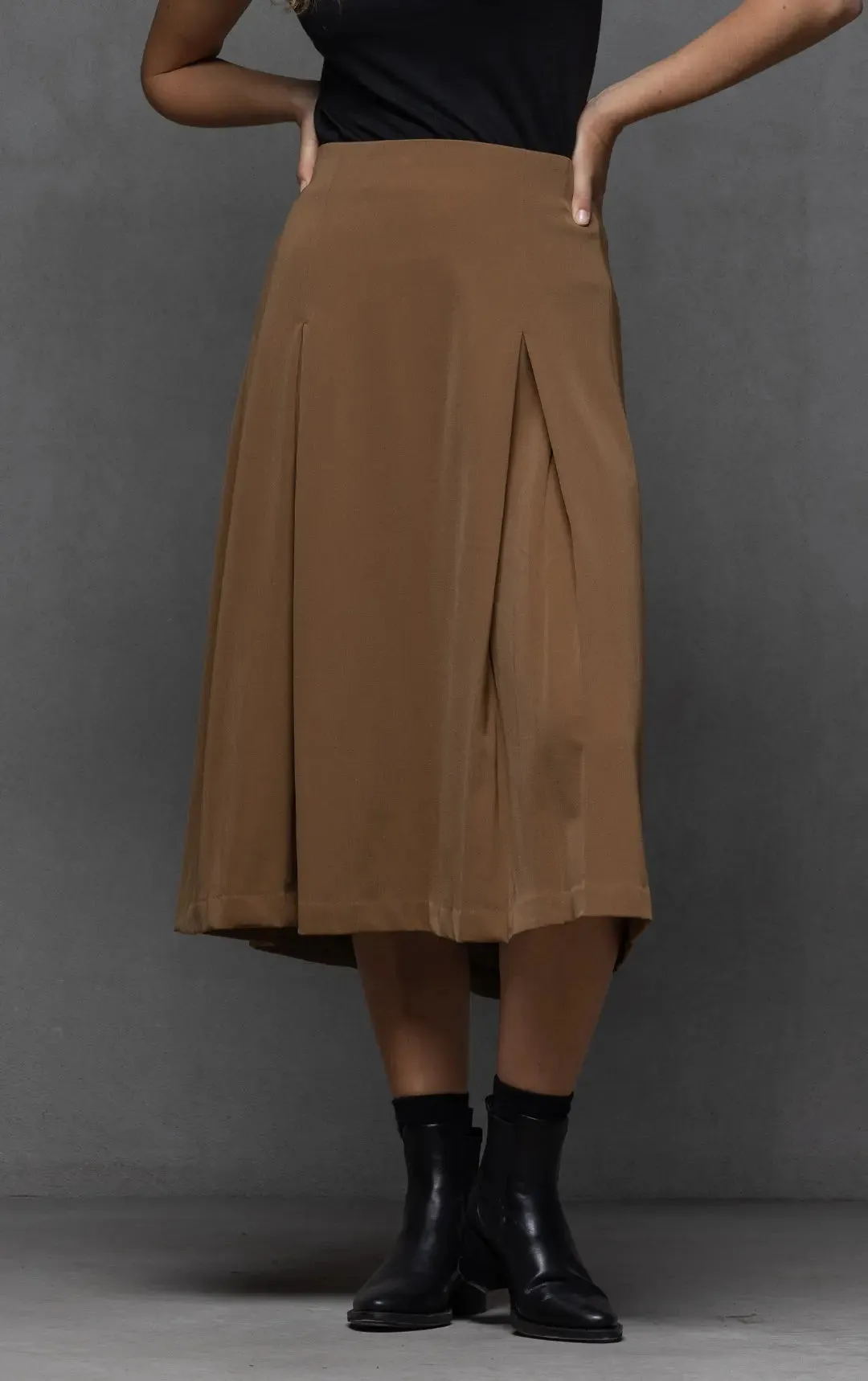 WOOL BLEND BOX PLEAT SKIRT